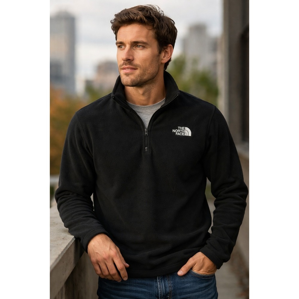 The North Face Black Quarter Zip Fleece Pullover Jacket Mens Small